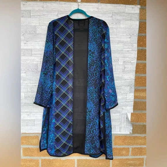 KOOS OF COURSE Blue and Purple Mixed Pattern Robe/Duster medium - Picture 7 of 8